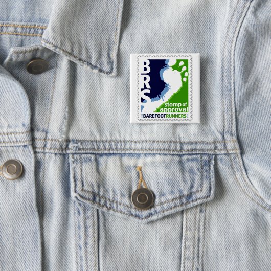 Barefoot Runners Society Stomp of approval Square Vierkante Button 5,1 Cm (In situ)