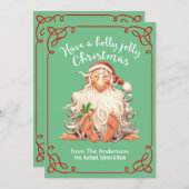 Barefoot Santa Holly Jolly Kerstmis Feestdagenkaart (Voorkant / Achterkant)