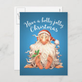 Barefoot Santa Holly Jolly Kerstmis Feestdagenkaart (Voorkant / Achterkant)