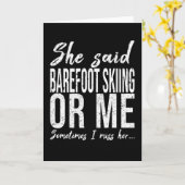 Barefoot Skiën grappig cadeauidee Kaart (Gele Bloem)