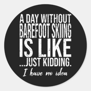 Barefoot Skiën grappig cadeauidee Ronde Sticker