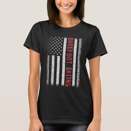 Barefoot Skiing American Flag 4th Of July  T-shirt (Voorkant)