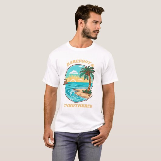 Barefoot & Unbothered Summer Beach Draag T-shirt (Voorkant volledig)