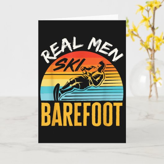 Barefoot Water Skiing Skier Funny Real Men Ski Bar Kaart (Gele Bloem)
