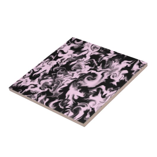 Barely Berry Pink & Black gemengde kleurtegels Tegeltje (Zijkant)