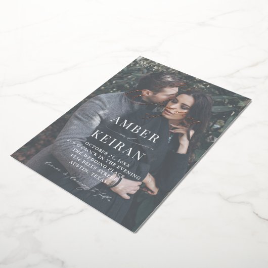 Barely Daar Shades - Fotobruiloft Folie Uitnodiging (Gedraaid)