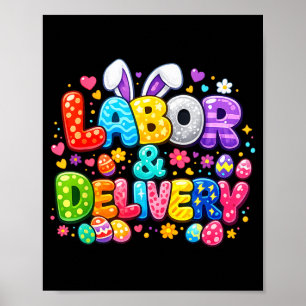 Baren en Bevallen Paasfeest Cute Bunny Ei Verpleeg Poster