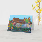 Barfusserplatz, het Wenskaart van Bazel Kaart (Gele Bloem)