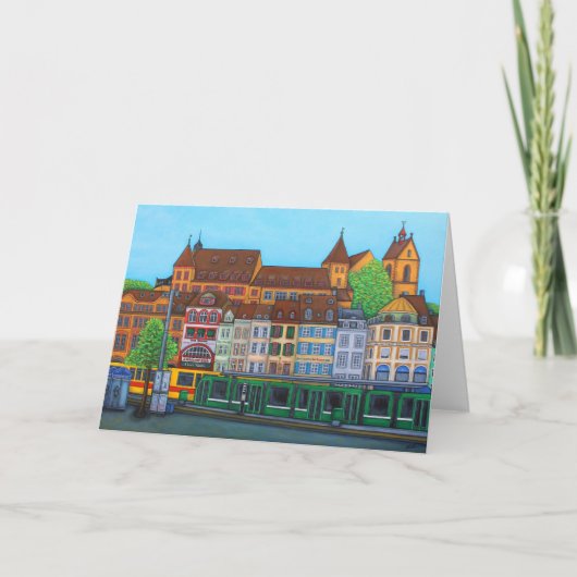 Barfusserplatz, het Wenskaart van Bazel Kaart (Voorkant)