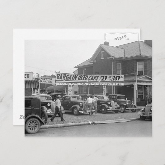 Bargain Gebruikte auto's, 1938 Briefkaart (Voorkant / Achterkant)