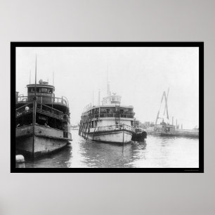 Barge Carrying Immigrants at Ellis Island, NY 1920 Poster