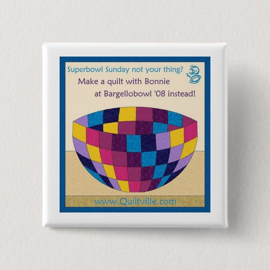 Bargello Bowl Pin Vierkante Button 5,1 Cm (Voorkant)