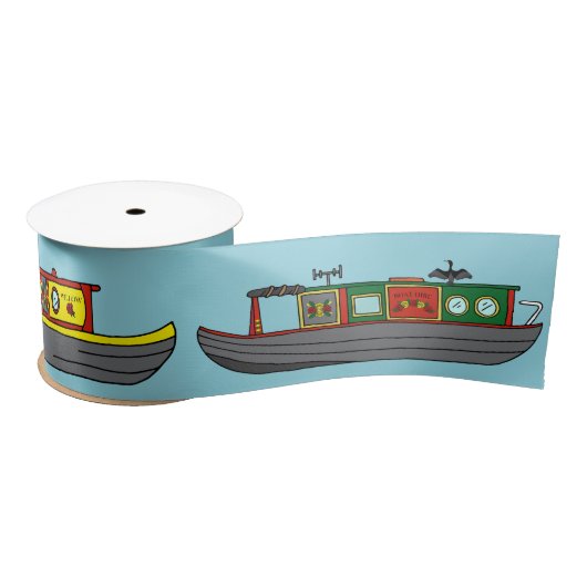Barges and Canal Boat Narrowboats Birthday Satijnen Lint (Spoel)