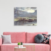 Barges op de Stour met Dedham Church in Dist Canvas Afdruk (Insitu (Woonkamer))