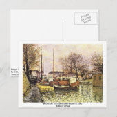 Barges op het kanaal Saint-Martin in Parijs Briefkaart (Voorkant / Achterkant)