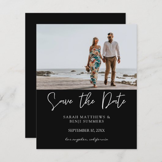 Bargin foto & Typografie Save the Date Black H (Voorkant / Achterkant)