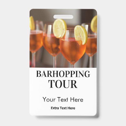 Barhoppen Stad Bars Tour Foto & Logo Badge (Voorzijde)
