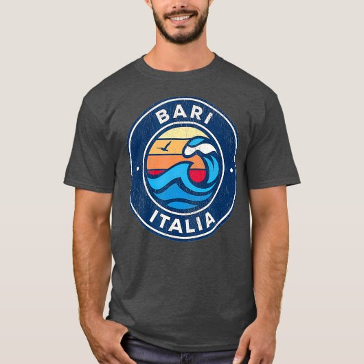 Bari Italiaans ontwerp van geluidsgolven T-shirt (Voorkant)