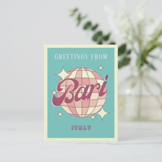 Bari Italië disco Retro  Briefkaart (Staand voorkant)