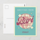 Bari Italië disco Retro Briefkaart (Voorkant / Achterkant)