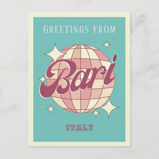 Bari Italië disco Retro Briefkaart (Voorkant)