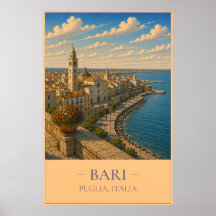 Bari, Italië – Oude Reisposter