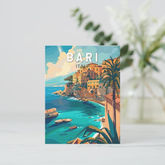 Bari Italië Reizen Kunst Vintage Briefkaart (Staand voorkant)