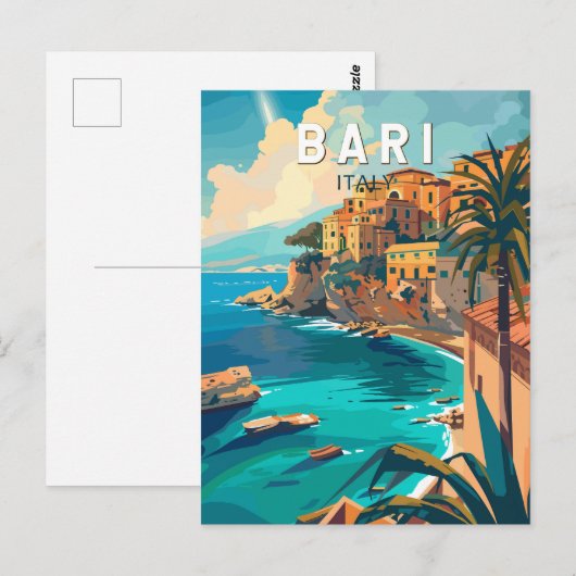 Bari Italië Reizen Kunst Vintage Briefkaart (Voorkant / Achterkant)