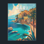 Bari Italië Reizen Kunst Vintage Briefkaart<br><div class="desc">Bari retro vector reisontwerp. Bari is een havenstad aan de Adriatische Zee,  en de hoofdstad van de Zuid-Italiaanse regio Puglia.</div>
