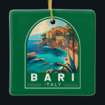 Bari Italië Reizen Kunst Vintage Keramisch Ornament<br><div class="desc">Bari retro vector reisontwerp. Bari is een havenstad aan de Adriatische Zee,  en de hoofdstad van de Zuid-Italiaanse regio Puglia.</div>