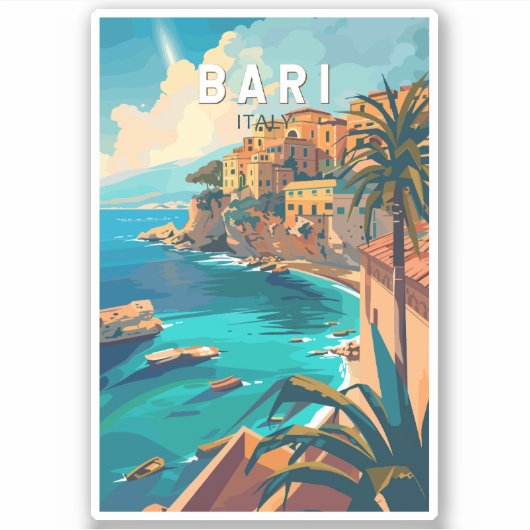 Bari Italië Reizen Kunst Vintage Sticker (Voorkant)