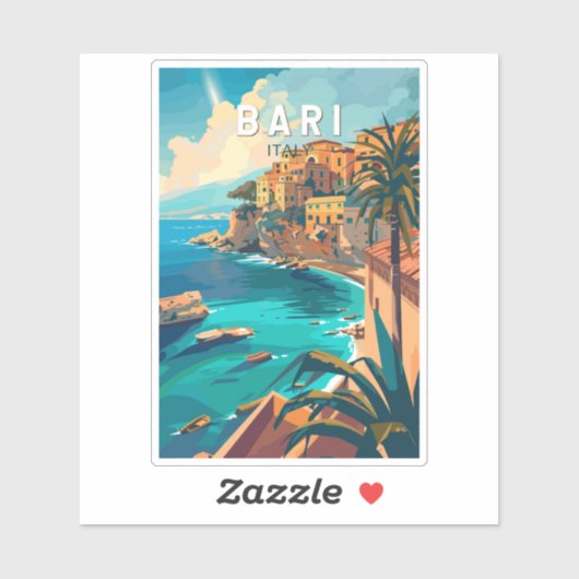 Bari Italië Reizen Kunst Vintage Sticker (Vel)