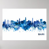 Bari Italië Skyline Blue Poster (Voorkant)