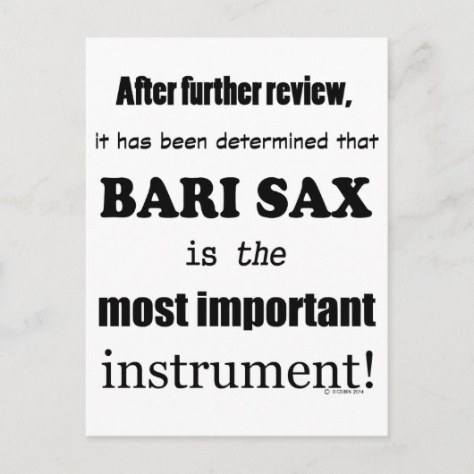 Bari Sax belangrijkste instrument Briefkaart (Voorkant)