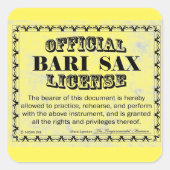 Bari Sax License Square Sticker (Voorkant)