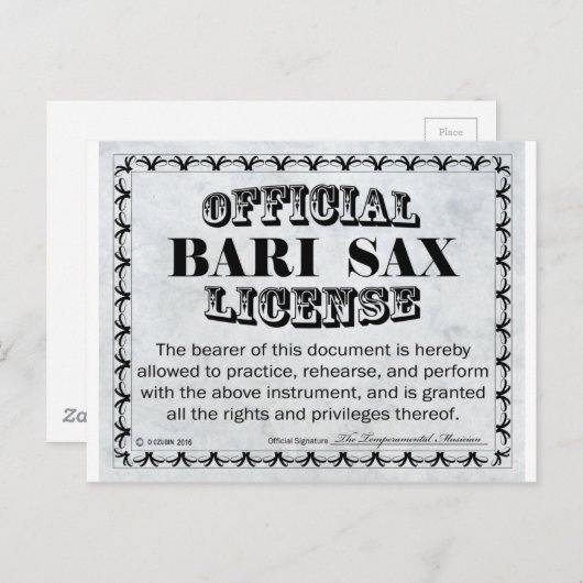 Bari Sax-licentie Briefkaart (Voorkant / Achterkant)