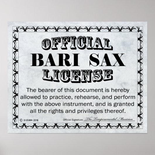 Bari Sax-licentie Poster (Voorkant)