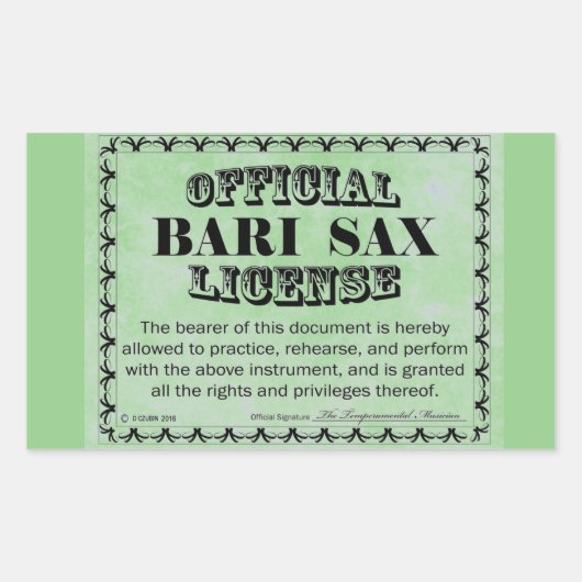 Bari Sax-licentie Rechthoekige Sticker (Voorkant)