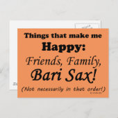 Bari Sax maakt me gelukkig Briefkaart (Voorkant / Achterkant)