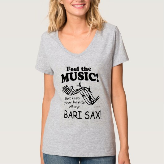 Bari Sax voelt de muziek T-shirt (Voorkant)