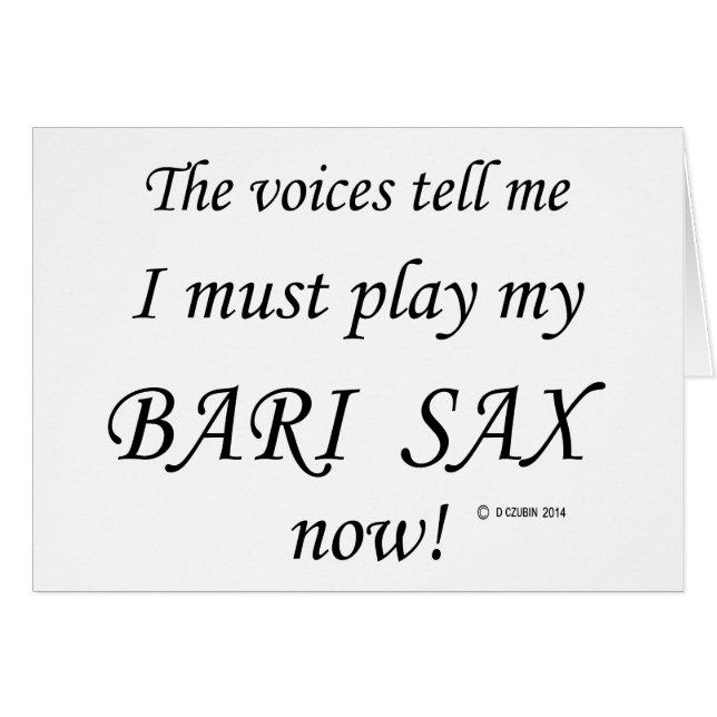 Bari Sax Voices zegt dat hij moet spelen (Voorkant Horizontaal)