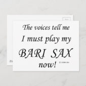 Bari Sax Voices zegt dat hij moet spelen Briefkaart (Voorkant / Achterkant)