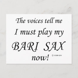 Bari Sax Voices zegt dat hij moet spelen Briefkaart