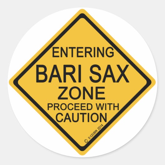 Bari Sax Zone Ronde Sticker (Voorkant)
