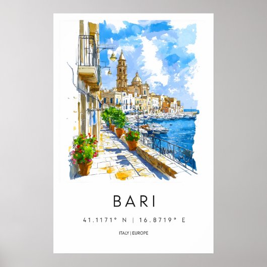 Bari Watercolor 2 Poster (Voorkant)