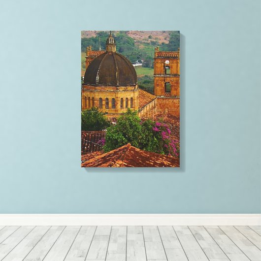 Barichara Church Canvas Print (Insitu (Houten vloer))