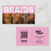 Barids Typografie Foto Qr Code Logo Roze Visitekaartje (Voorkant / Achterkant)