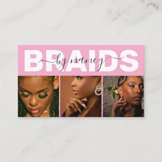 Barids Typografie Foto Qr Code Logo Roze Visitekaartje (Voorkant)