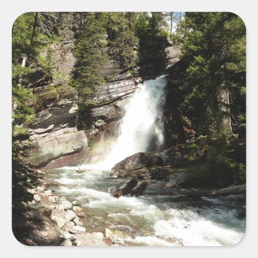 Baring Falls in Glacier National Park Vierkante Sticker (Voorkant)
