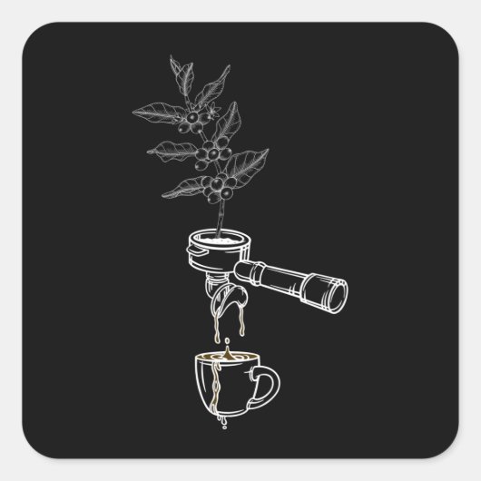 Barista Art Coffee Plant Vierkante Sticker (Voorkant)